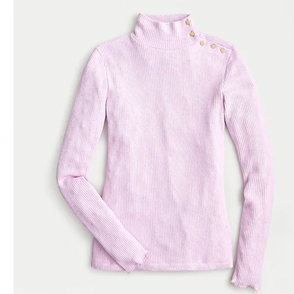 COPY - J.Crew Button-Shoulder Ribbed Turtleneck Lilac XXS